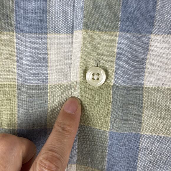 Britches of Georgetowne Linen Blend Shirt Mens XXL Plaid Button Up Short Sleeve - Picture 13 of 13